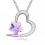 Collier coeur fleur strass argenté Couleur Mauve