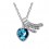 Collier aile coeur strass argenté Couleur Bleu turquoise