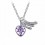 Collier aile coeur strass argenté Couleur Mauve