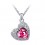 Collier 2 coeurs strass argenté Couleur Rose Fushia