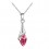 Collier pendentif goutte ovale strass argenté Couleur Rose Fushia