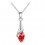 Collier pendentif goutte ovale strass argenté Couleur Rouge