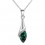 Collier pendentif goutte ovale strass argenté Couleur Vert