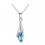 Collier pendentif goutte ovale strass argenté Couleur Bleu turquoise