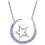 Collier étoile croissant de lune serti d'oxyde de zirconium argenté Couleur Violet