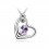 Collier coeur noeud fleur strass argenté Couleur Mauve