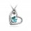 Collier coeur noeud fleur strass argenté Couleur Bleu turquoise