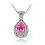 Collier ciselé goutte strass argenté Couleur Rose Fushia