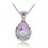 Collier ciselé goutte strass argenté Couleur Mauve