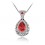 Collier ciselé goutte strass argenté Couleur Rouge