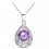 Collier ciselé oxyde de zirconium pendant argenté Couleur Violet