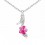 Collier chaussure escarpin fleur strass argenté Couleur Rose Fushia