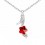 Collier chaussure escarpin fleur strass argenté Couleur Rouge