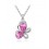 Collier papillon strass argenté Couleur Rose