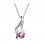 Collier strass pendant argenté Couleur Rose