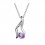 Collier strass pendant argenté Couleur Mauve