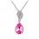 Collier feuille goutte pendante argenté Couleur Rose