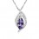 Collier goutte feuille ovale argenté Couleur Violet