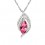 Collier goutte feuille ovale argenté Couleur Rose