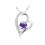 Collier coeur d'oxyde de zirconium en son centre et serti sur le côté argenté Couleur Violet