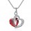 Collier 2 coeurs ajourés oxyde de zirconium argenté Couleur Rouge