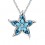 Collier étoile fleur strass argenté Couleur Bleu turquoise