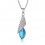 Collier pendentif ovale strass argenté Couleur Bleu turquoise