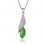 Collier pendentif ovale strass argenté Couleur Vert