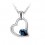 Collier coeur goutte strass argenté Couleur Bleu roi