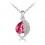 Collier goutte d'eau feuille strass argenté Couleur Rose