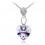 Collier coeur pendant strass argenté Couleur Violet