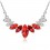 Collier pendentif goutte ovale strass argenté Couleur Rouge