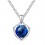 Collier coeur strass rond argenté Couleur Bleu roi