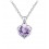 Collier coeur strass rond argenté Couleur Violet