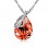 Collier pendentif goutte feuille argenté Couleur Orange