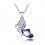 Collier papillon strass pendant argenté Couleur Mauve