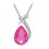 Collier pendentif goutte d'eau suspendu argenté Couleur Rose Fushia