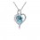 Collier coeur pendentif strass argenté Couleur Bleu turquoise