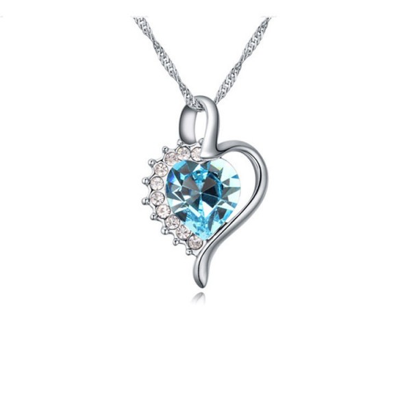 Collier coeur pendentif strass argenté