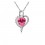 Collier coeur pendentif strass argenté Couleur Rose