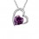 Collier coeur de strass et coeur argenté Couleur Violet