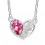 Collier coeur goutte et strass argenté Couleur Rose