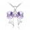 Collier coeur noeud ruban argenté Couleur Mauve