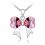 Collier coeur noeud ruban argenté Couleur Rose