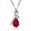 Collier pendentif goutte argenté Couleur Rouge