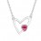 Collier coeur et petit coeur de strass argenté Couleur Rose