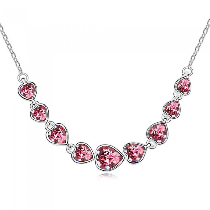 Collier suite de coeurs strass argenté