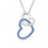 Collier 2 coeurs pendants enlacés strass argenté Couleur Bleu roi