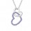 Collier 2 coeurs pendants enlacés strass argenté Couleur Violet