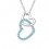 Collier 2 coeurs pendants enlacés strass argenté Couleur Bleu turquoise